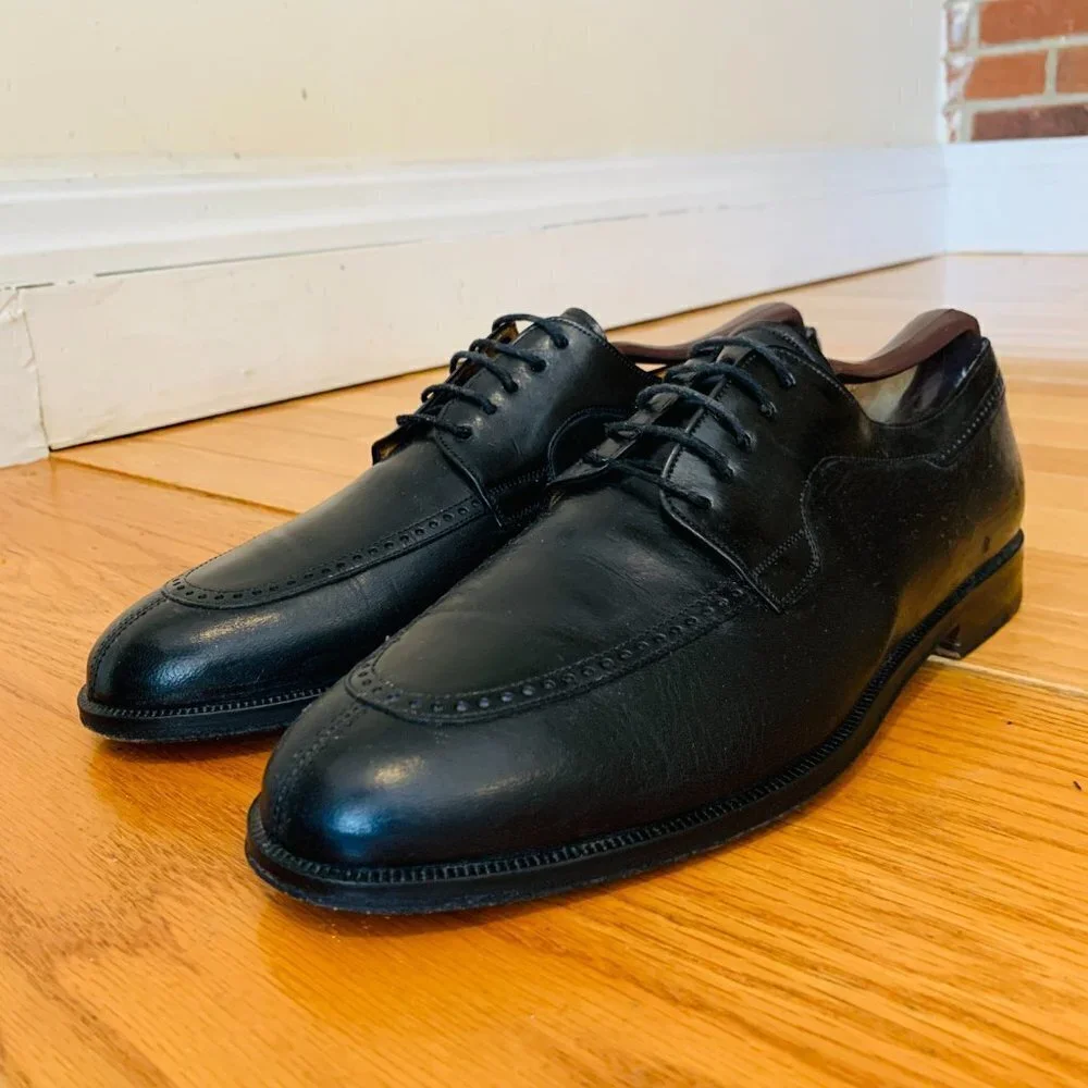Mezlan Split-Toe Oxford Dress Shoes Black Men Size 8.5 M Made In Italy